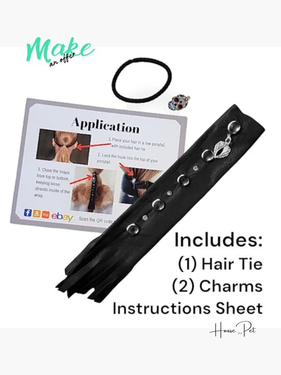 Leather Hair Wrap Ponytail Protector for Biker Helmets with Fringe
